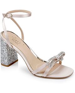 Jewel Badgley Mischka Hillary Block Heel Sandal with Rhinestone Bow US 7.5