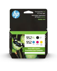 HP Original 952 Cyan, Magenta, Yellow / 952XL Black Ink Cartridges (4-Pack) | Works OfficeJet 8702 OfficeJet Pro 7700, 8210, 8700 Series