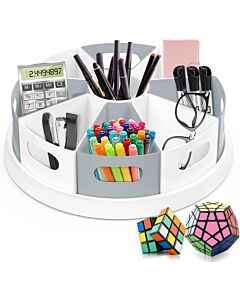 360 Rotating Storage Organizer - 12” Lazy Susan Desk Caddy with Removable Bins