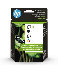 HP Original 67 Tri-Color / 67XL Black Ink Cartridges (2-Pack) | Works DeskJet 1255, 2700, 4100 Series Envy 6000, 6400 Series