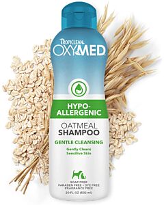 TropiClean OxyMed Hypoallergenic Dog Shampoo for Allergies and Itching, Tearless, Cat Safe, 20oz.