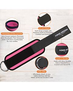 Adjustable Ankle Straps , Gym Workout Leg Strap, , One Size Fit All Pink