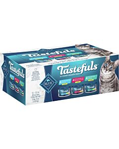 Blue Buffalo Tastefuls Flaked Wet Cat Food Variety Pack, Tuna, Chicken, Fish & Shrimp, 3-oz Cans (12 Count, 4 of Each)