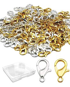 120 Pieces Stainless Steel Lobster Claw Clasps, PinCute Silver & Gold Bracelet Necklace Clasps, Lobster Claw Clasps for DIY Jewelry Findings Making (12x7mm)