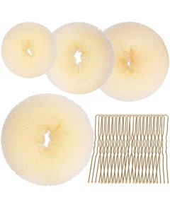 Teenitor Hair Bun Shaper Set with Extra-large, Large, Medium, Small Doughnuts Ring Stylers, 20pcs Blonde Large Bobby Pins