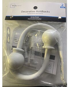 Mainstays 2-Pack Decorative Holdbacks: White Finish with Hardware